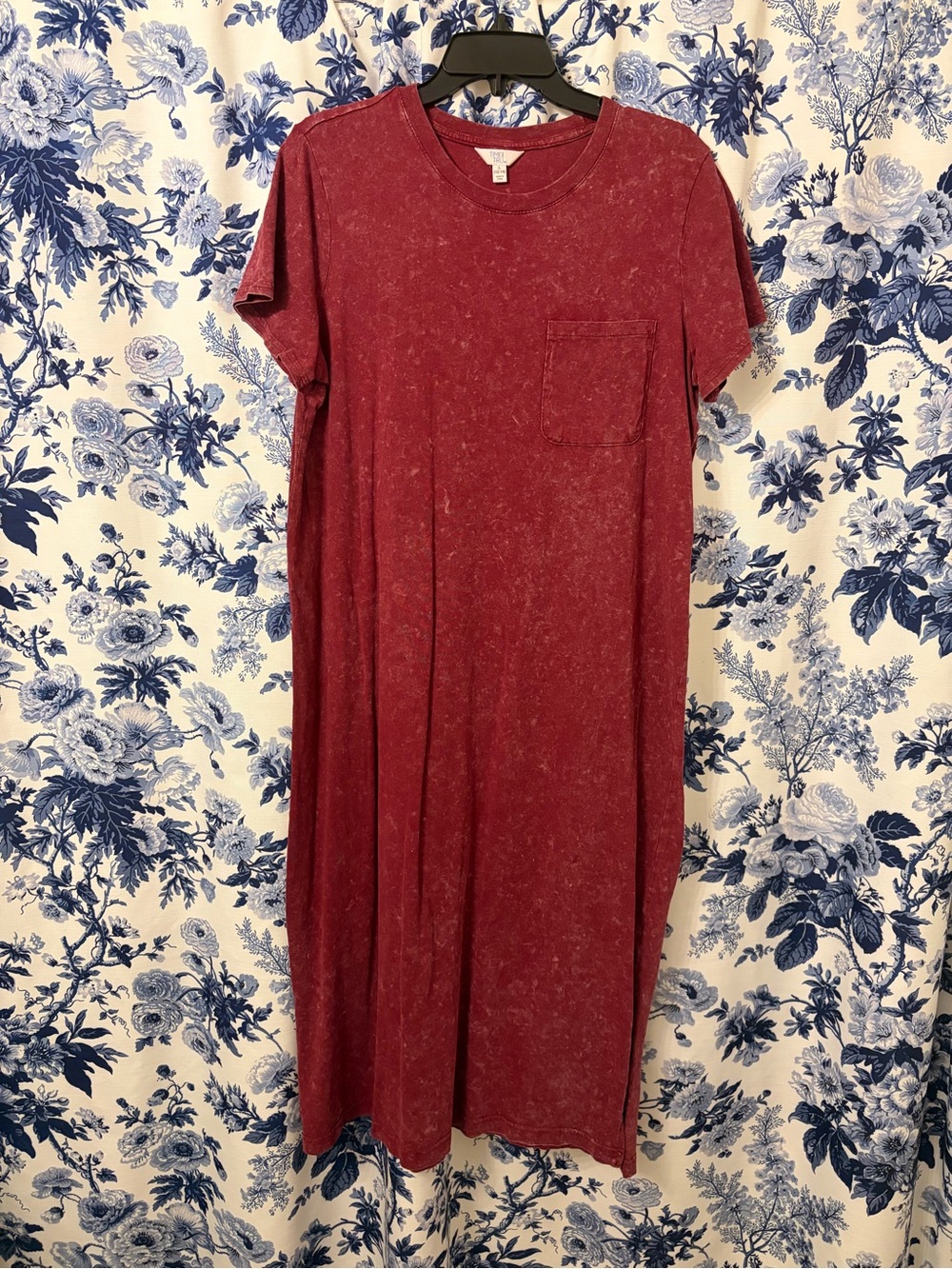 Time and Tru Red Mineral Wash T-Shirt Dress